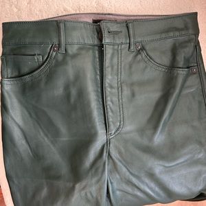 Green leather pants
